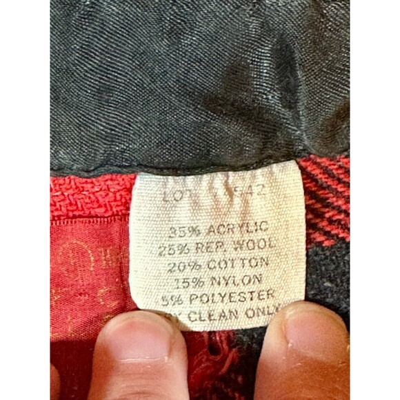 Vtg Sears Kings Road Shop Shirt Mens Medium Buffalo Plaid Wool Linen Blend Shirt - Picture 4 of 7